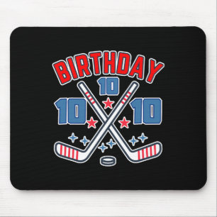 Tapis De Souris Hockey sur glace Dix Anniversaire Garçon 10e Fête 