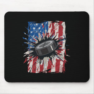 Tapis De Souris Hockey sur glace patriotique 4 juillet Hommes État