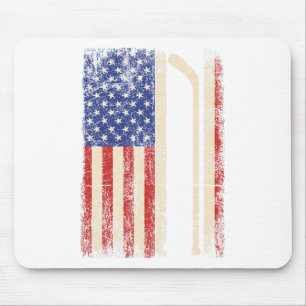 Tapis De Souris Hockey Usa Drapeau Américain Bâton de Hockey Hocke