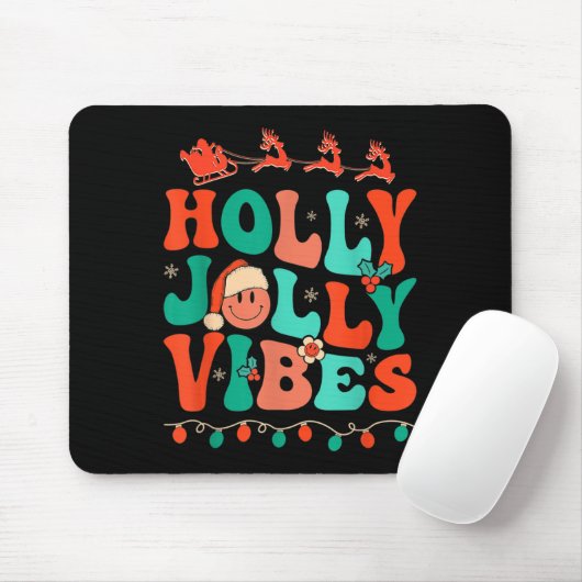 Tapis De Souris Holly Retro Super Noël Jolly Vibes Père Noël Hip (Avec souris)