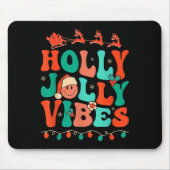 Tapis De Souris Holly Retro Super Noël Jolly Vibes Père Noël Hip (Devant)