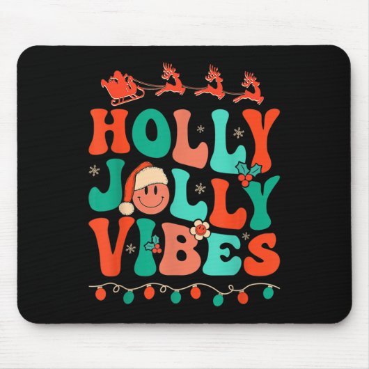 Tapis De Souris Holly Retro Super Noël Jolly Vibes Père Noël Hip (Devant)