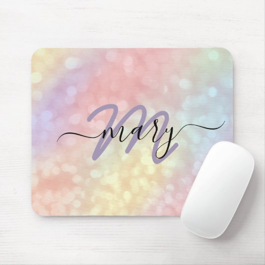 Tapis De Souris Holograph Pastel Ombre Name Monogram. Lux (Avec souris)