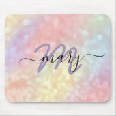 Tapis De Souris Holograph Pastel Ombre Name Monogram. Lux (Devant)