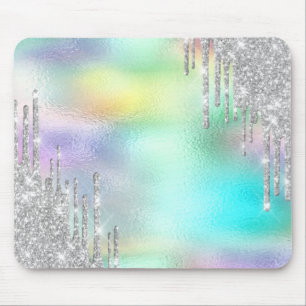 Tapis De Souris Holographie des gouttes d'argent de Parties scinti
