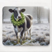 Tapis De Souris Holstein Vache portant une couronne de vacances (Devant)