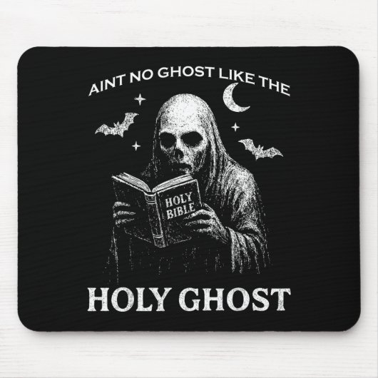 Tapis De Souris Holy Ghost Creepy Realistic Distressed Halloween B (Devant)