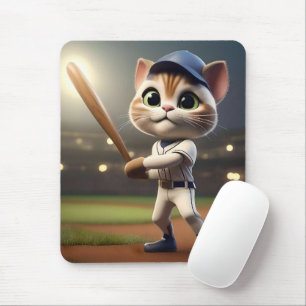 Tapis De Souris Home Run Hitter : Le chat de baseball 3D prend une