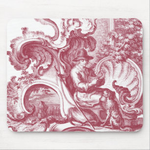 Tapis De Souris Homme et chien français beau Toile rouge de pays