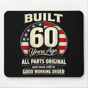 Tapis De Souris Homme Femme de 60 ans d'anniversaire Construit il 