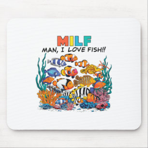 Tapis De Souris Homme j'aime poisson fun aquarium amateur pêcheurs