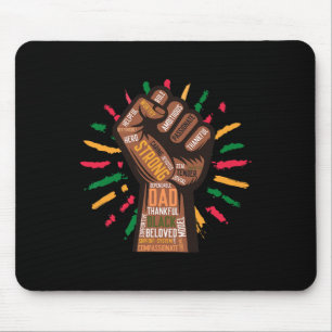 Tapis De Souris Homme Noir Papa Mélanine Fierté Main Poing Histoir