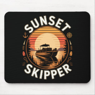 Tapis De Souris Homme skipper coucher de soleil navigation bateau