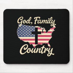 Tapis De Souris Hommes Dieu Famille Pays Chrétien Patriote États-U