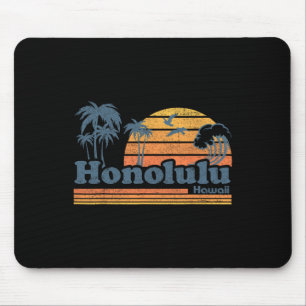 Tapis De Souris Honolulu Hawaï Plage Vintage Surf 70s Rétro Ha