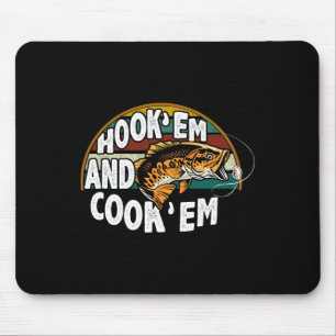 Tapis De Souris Hook Em Cook Em Pêcheur Amoureux Pêcheur Vintage