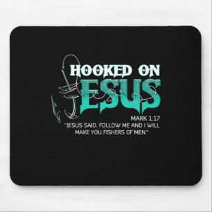 Tapis De Souris Hooked on Jesus Funny Fishing
