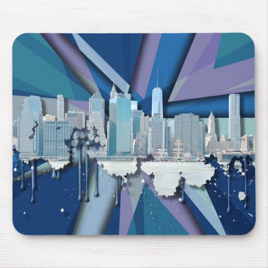 Tapis De Souris Horizon | 3D bleu de New York City (Devant)