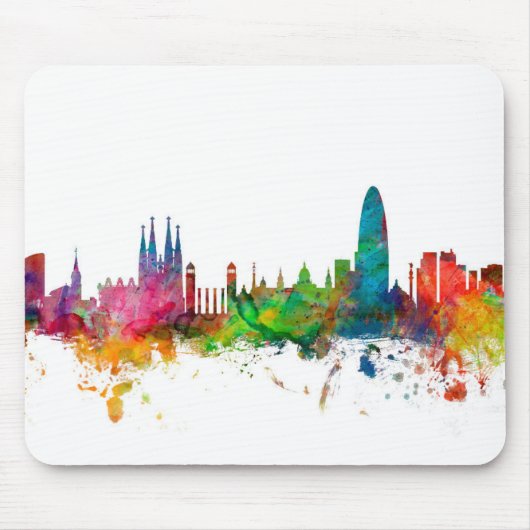 Tapis De Souris Horizon de Barcelone Espagne (Devant)
