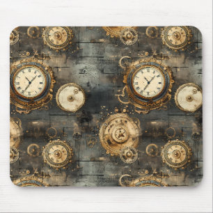 Tapis De Souris Horloge vintage Steampunk engrenages Bronze Noir