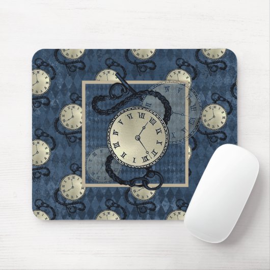 Tapis De Souris Horloges Steampunk & diamant bleu (Avec souris)