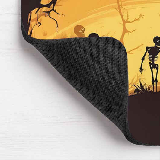 Tapis De Souris Horreur Marcher Skeletons En Forêt Halloween Nuit (Coin)