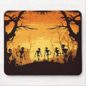Tapis De Souris Horreur Marcher Skeletons En Forêt Halloween Nuit (Devant)