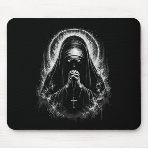 Tapis De Souris Horreur Y Nonne Démon Maudit Mal Écult Alt Y Goth