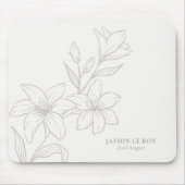 Tapis De Souris Hors blanc | Flore minimale chic (Devant)