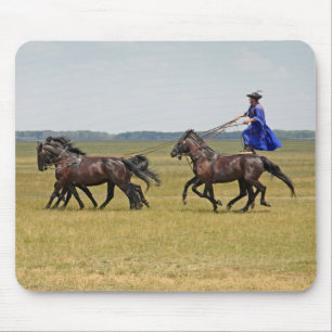 Tapis De Souris Horseman hongrois et chevaux