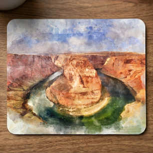 Tapis De Souris Horseshoe Bend in Grand Canyon aquarelle