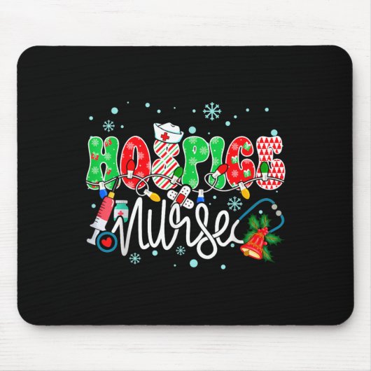Tapis De Souris Hosce Nurse Funny Xmas Light Stethoscope Christmas (Devant)