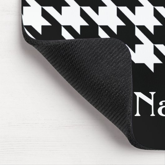 Tapis De Souris Houndstooth Black Elegant avec nom personnalisé (Coin)