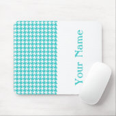 Tapis De Souris Houndstooth moderne turquoise avec nom (Avec souris)