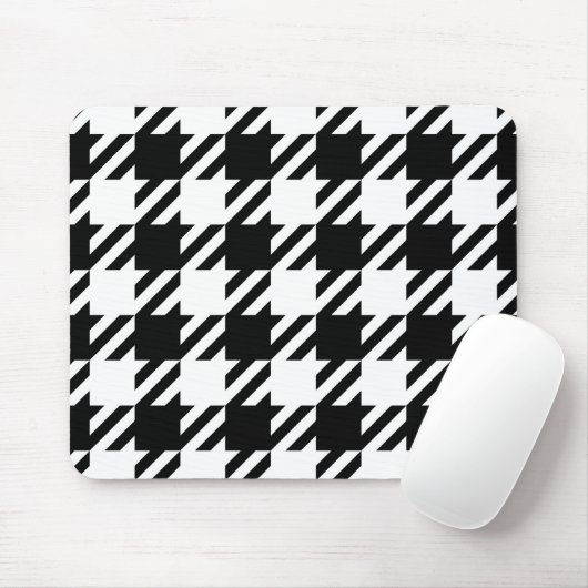 Tapis De Souris Houndstooth noir et blanc (Avec souris)