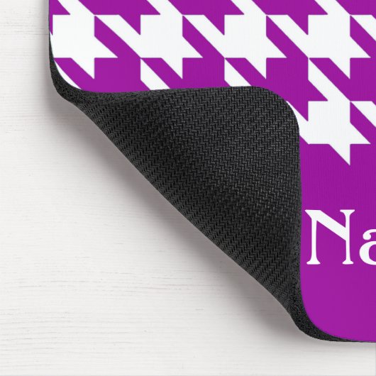 Tapis De Souris Houndstooth Purple Elegant avec nom personnalisé (Coin)