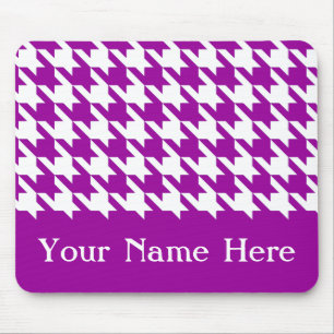 Tapis De Souris Houndstooth Purple Elegant avec nom personnalisé