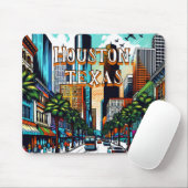Tapis De Souris Houston, Texas Downtown City View Art Abstrait (Avec souris)