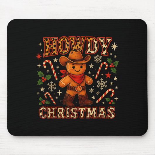 Tapis De Souris Howdy Christmas Cowboy Gingerbread Design  (Devant)