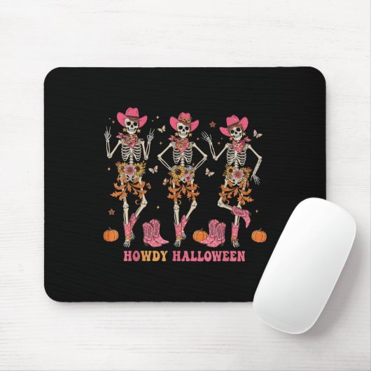 Tapis De Souris Howdy Western Skeleton Cowgirls Dancing Halloween (Avec souris)