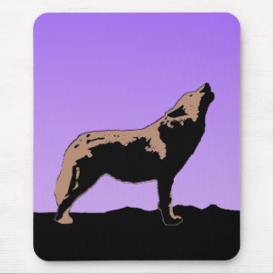 Tapis De Souris Howling Wolf at Sunset - Art faunique original
