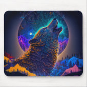 Tapis De Souris Howling Wolf Surreal Imaginaire (Devant)