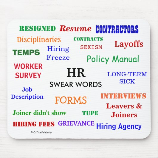 Tapis De Souris HR Human Resources Swear Words! Funny and Annoying (Devant)