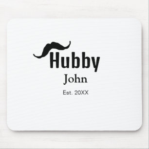 Tapis De Souris Hubby mari ajouter nom date année moustache simple