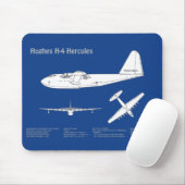 Tapis De Souris Hughes H-4 Hercules Oie d'épinette - Plans d'avion (Avec souris)