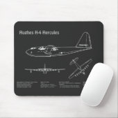 Tapis De Souris Hughes H-4 Hercules Oie d'épinette - Plans d'avion (Avec souris)