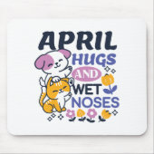 Tapis De Souris Hugs d'avril et nez mouillé - Cute chien et chat a (Devant)