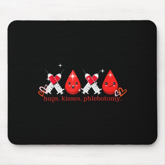 Tapis De Souris Hugs Kiss Phlebotomy Valentines Phlebotomist Lab T (Devant)