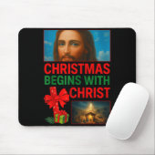 Tapis De Souris Hugvyn Christmas Begins With Christ Jesus Cross Ch (Avec souris)