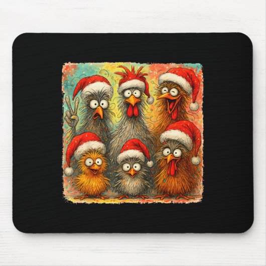 Tapis De Souris Hugvyn Christmas Santa Chicken Crazy Eagerlys Roos (Devant)